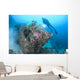 Diver Explores Wreck Us Wall Decal Design 1