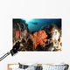 Diver Explores Coral Reef Wall Decal