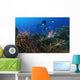 Diver Looks Lionfish Hovering Wall Decal