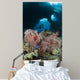Diver Approaches Gorgonian Sea Wall Decal
