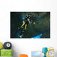 Diver Exploring Underwater Cavern Wall Decal Design 2