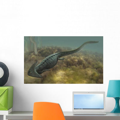 Diplocaulus Salamandroides Prehistoric Animal Wall Decal shown on a wall