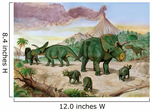 Albertosaurus Observes Family Arrhinoceratops Wall Decal