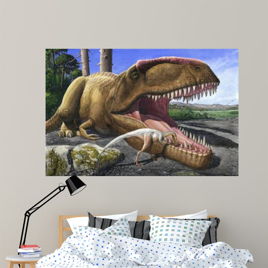 Bird Cleans Mouth Giganotosaurus Wall Decal