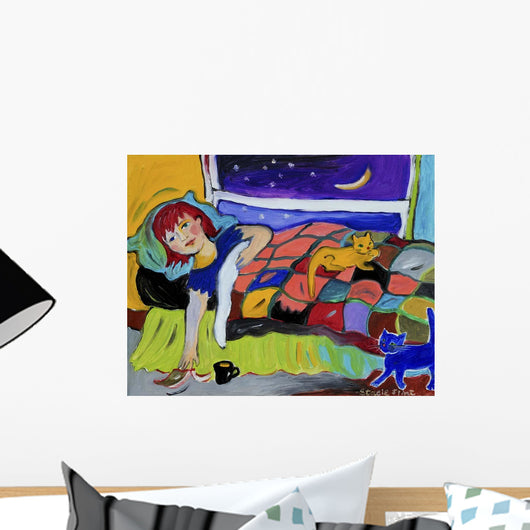 Two Cats Night Wall Decal