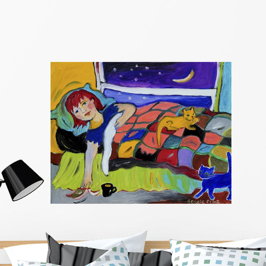 Two Cats Night Wall Decal