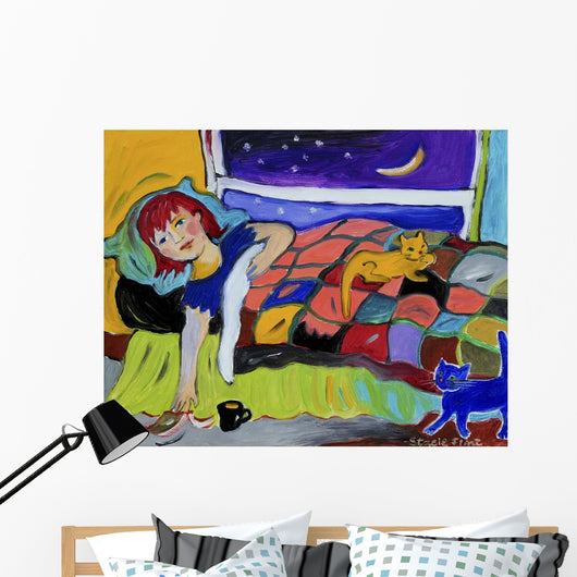 Two Cats Night Wall Decal