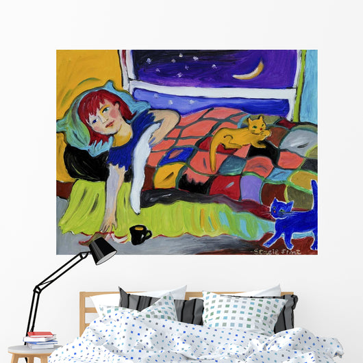 Two Cats Night Wall Decal