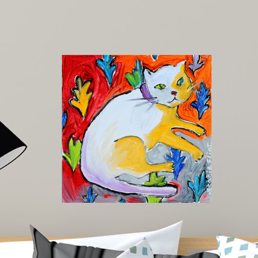 Kitty with Leaf Pattern Wall Decal