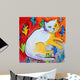 Kitty with Leaf Pattern Wall Decal