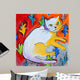 Kitty with Leaf Pattern Wall Decal