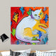 Kitty with Leaf Pattern Wall Decal