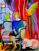 Woman With Parrots And A Dog Wall Mural