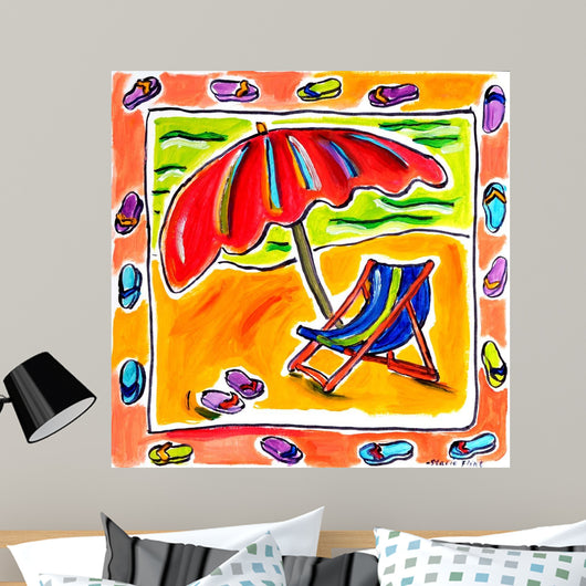 Beach Chair Umbrella Flip Wall Decal