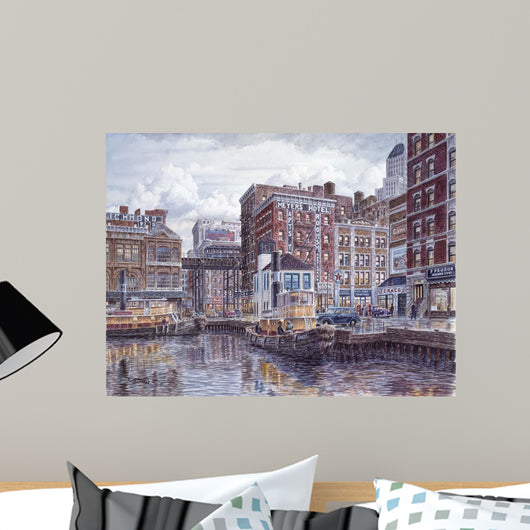 Tugboats and Tenements Wall Decal