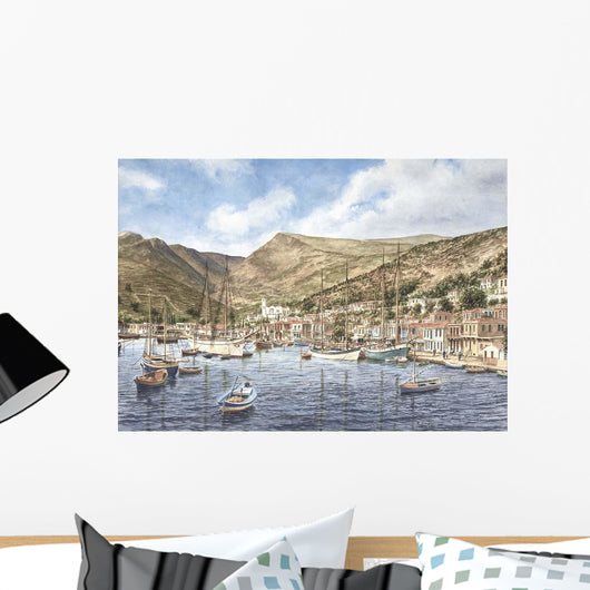 Greek Seaport Town Wall Decal