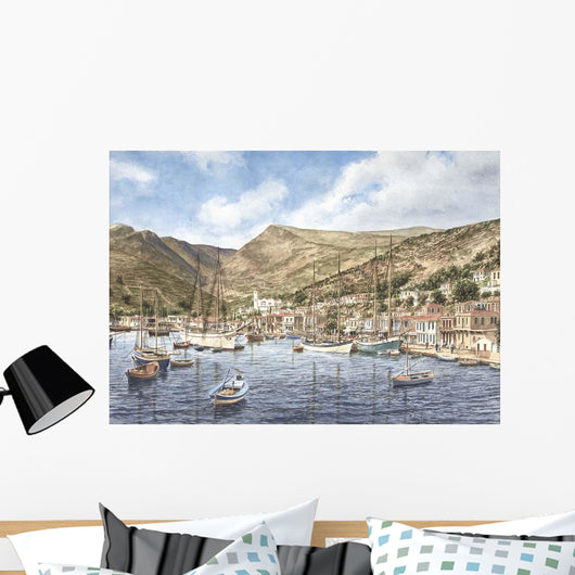 Greek Seaport Town Wall Decal