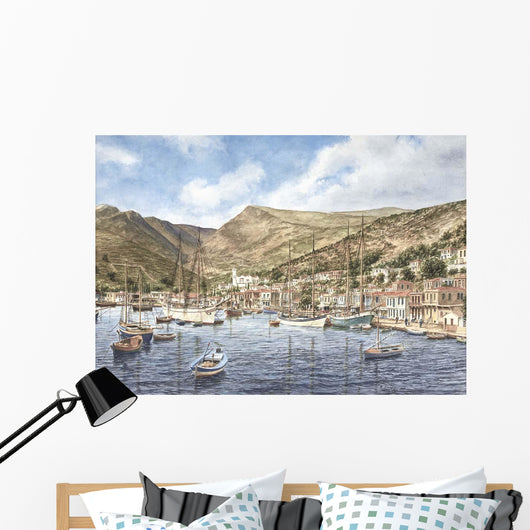 Greek Seaport Town Wall Decal