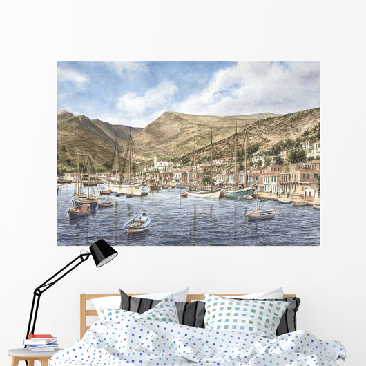 Greek Seaport Town Wall Decal