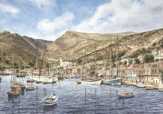 Greek Seaport Town Wall Decal