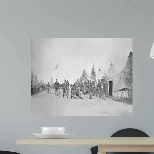Military Camp with Soldiers Wall Decal