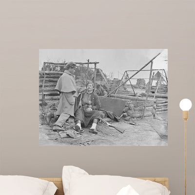 American Civil War Scene Wall Decal shown on a wall