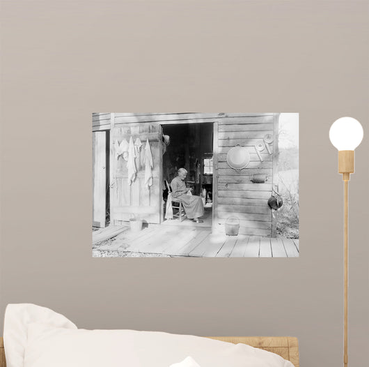 Elder Woman Knitting Farm Wall Decal