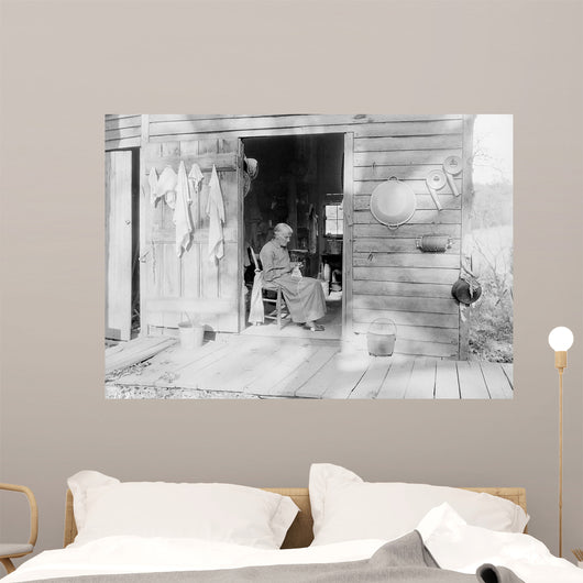 Elder Woman Knitting Farm Wall Decal