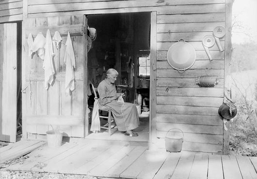 Elder Woman Knitting Farm Wall Decal