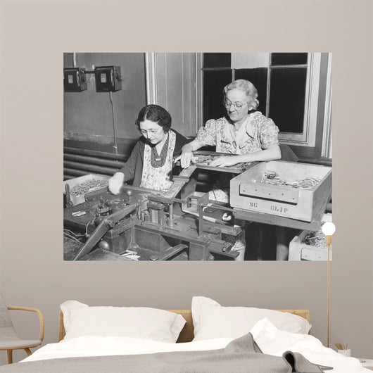 Women Assembling 30 Caliber Wall Decal