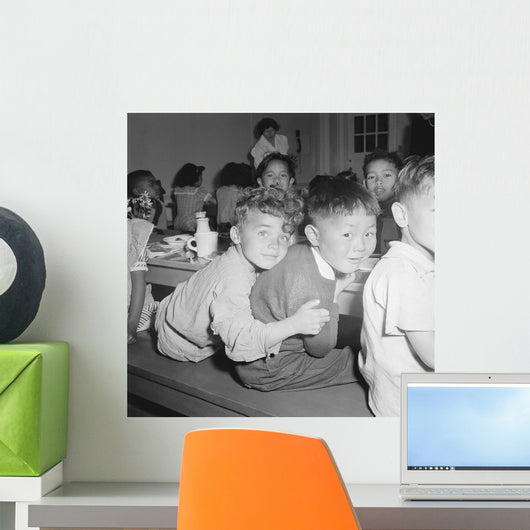 Japanese-American Boy Gets Hug Wall Decal
