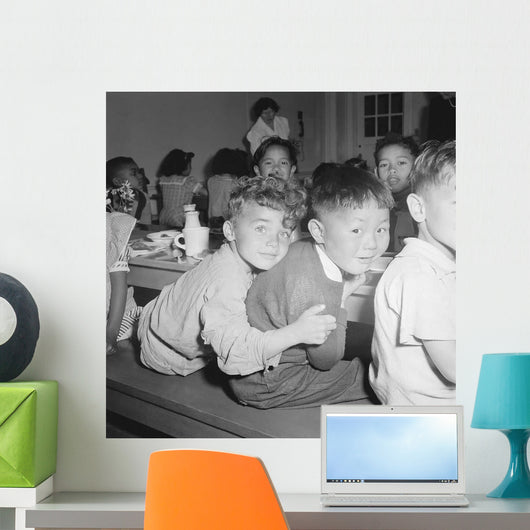 Japanese-American Boy Gets Hug Wall Decal