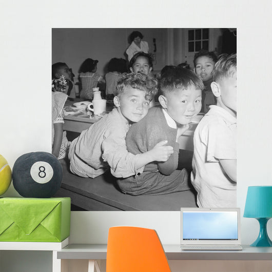 Japanese-American Boy Gets Hug Wall Decal