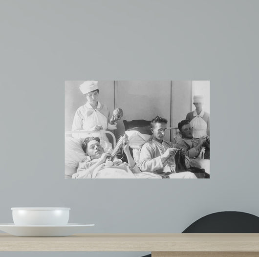 Wounded Soldiers Knitting under Wall Decal