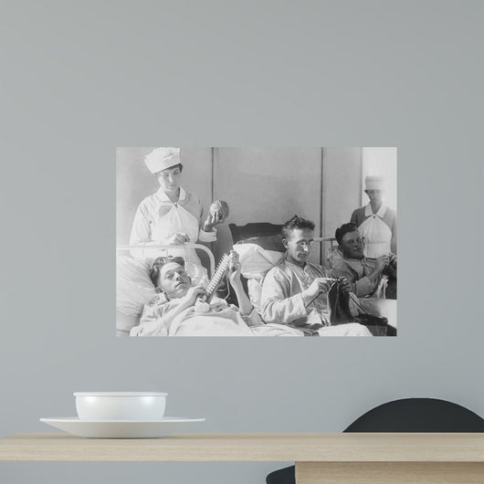 Wounded Soldiers Knitting under Wall Decal