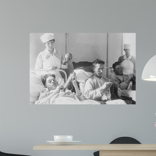 Wounded Soldiers Knitting under Wall Decal