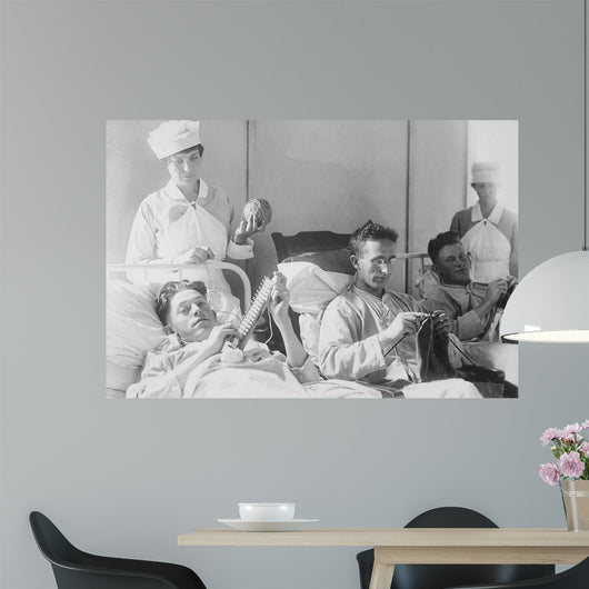 Wounded Soldiers Knitting under Wall Decal