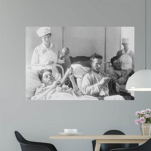 Wounded Soldiers Knitting under Wall Decal