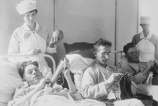 Wounded Soldiers Knitting under Wall Decal