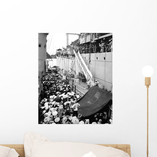 Refugees Wait to Board Wall Decal