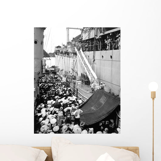 Refugees Wait to Board Wall Decal