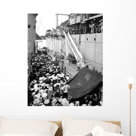 Refugees Wait to Board Wall Decal