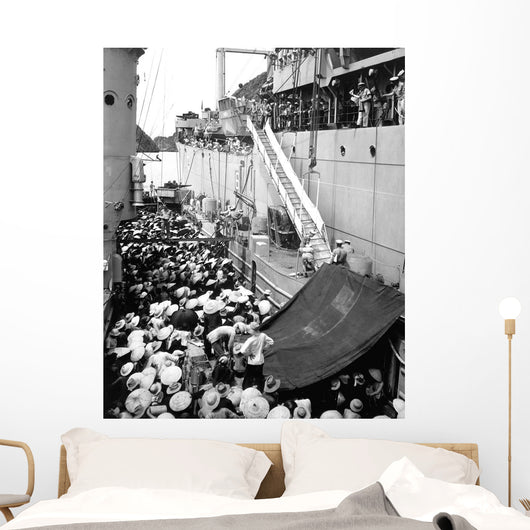 Refugees Wait to Board Wall Decal