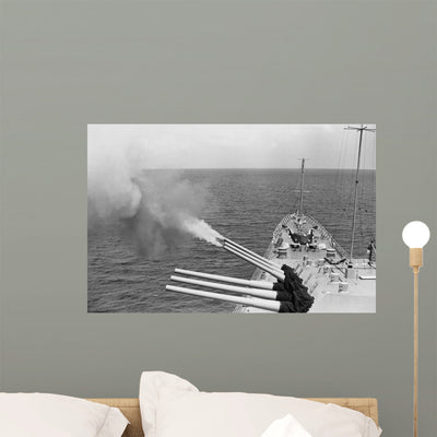 Uss Boston's Triple Gun Wall Decal shown on a wall
