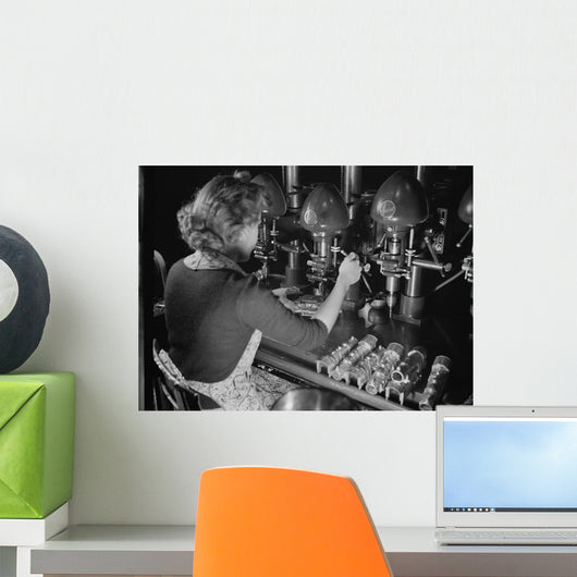 Woman Worker Drilling Castings Wall Decal