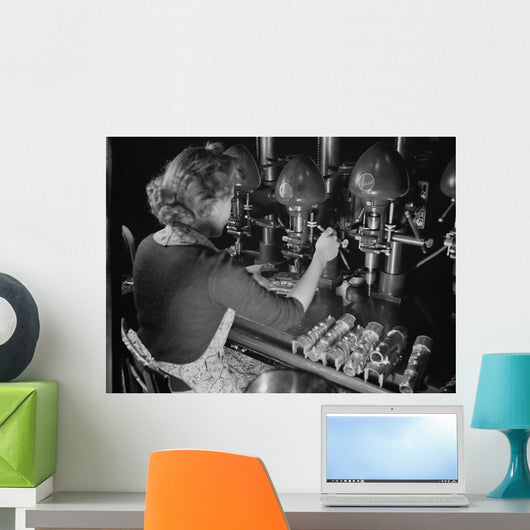 Woman Worker Drilling Castings Wall Decal