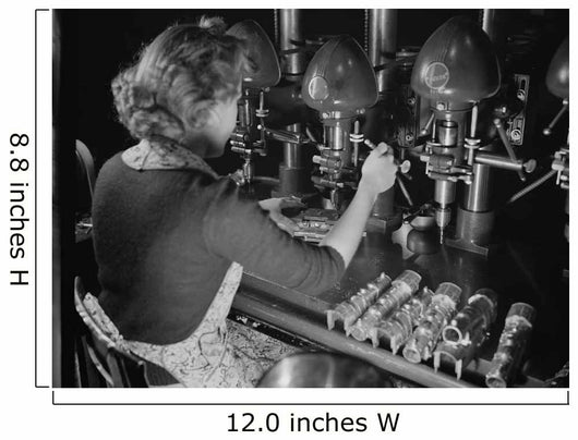 Woman Worker Drilling Castings Wall Decal