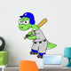 Illustration Brontosaurus Baseball Player Wall Decal