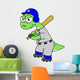 Illustration Brontosaurus Baseball Player Wall Decal