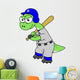 Illustration Brontosaurus Baseball Player Wall Decal